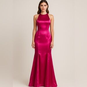 Fuschia halter gown
